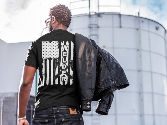 US American Flag Welder T-shirt, Tig, Mig, Metal Fabrication - SVG DXF Cricut cnc Cut File
