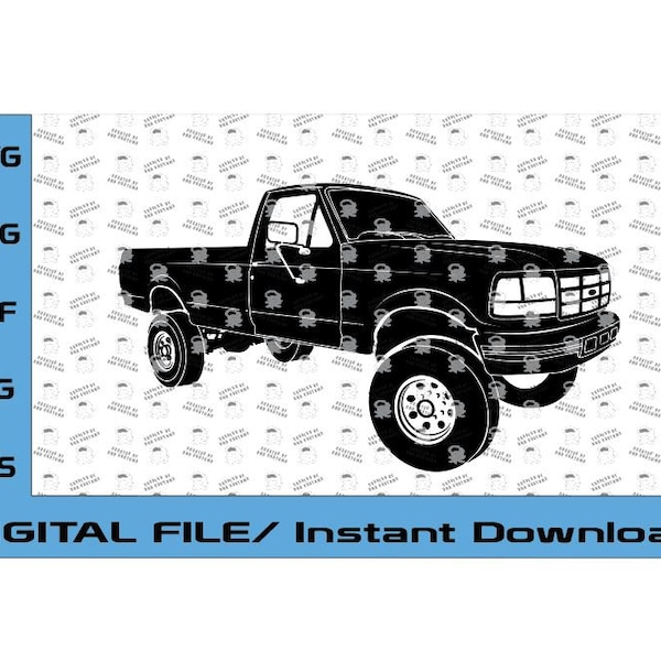 1997 F-250 SVG, 4x4 F250, F-350 F250 F350, 1999-2007 F250 Superduty, Truck SVG (Digital File, svg, eps, png dxf) 1997 OBS Ford F250 F350