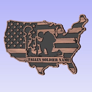 Diseño de bandera americana patriótica -Soldado Americano Caído - SVG DXF Cricut Cnc Cut File