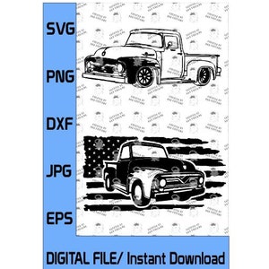Custom Request - 1956 Ford F100 Truck SVG, Truck SVG, Classic Truck SVG, American Flag svg, F100 svg, two flags (Digital File Only)