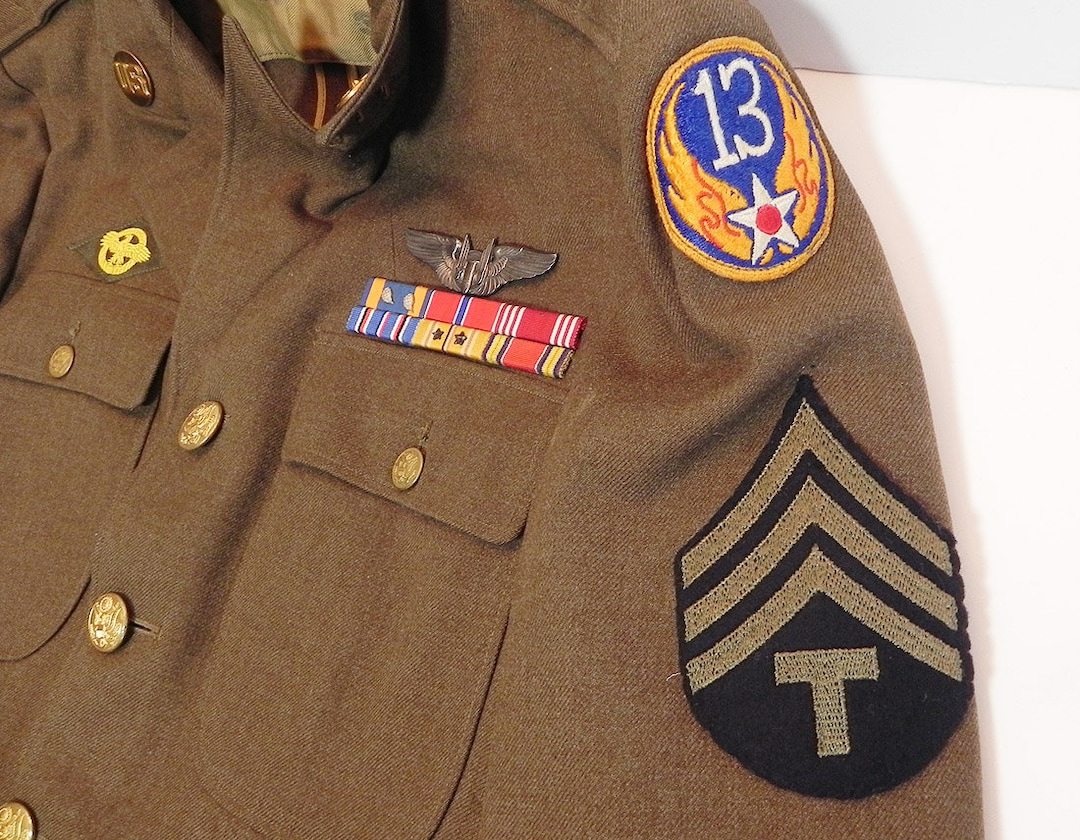 WW2 13th U.S. Air-force Uniform With Sterling Silver Gunners WW2 13th U.S. Air-force Uniform With Sterling Silver Gunners