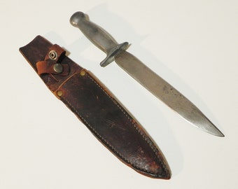 1940's Theater Made Aluminum Handle Knife in Sheath