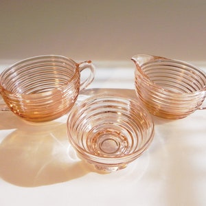 Pink Manhattan Sugar and Creamer set with small bowl