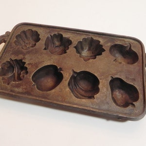 Fall Harvest Themed Cast Iron Muffin Tray