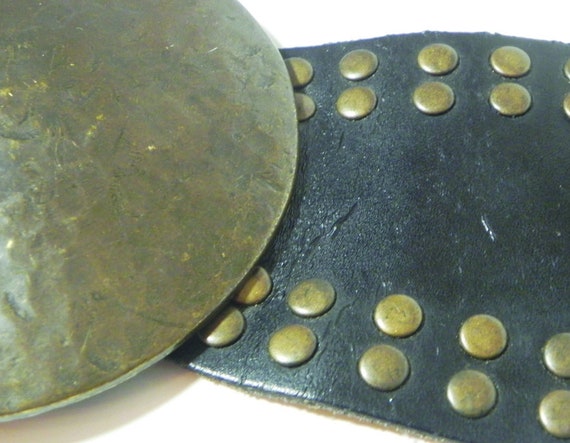 Rare Vintage DKNY Black Leather Belt with studs - image 7