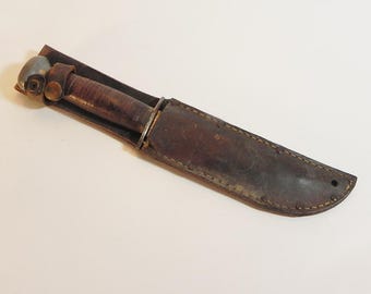 1940's RH Pal 36 Marked Hunting Knife In Leather Sheath