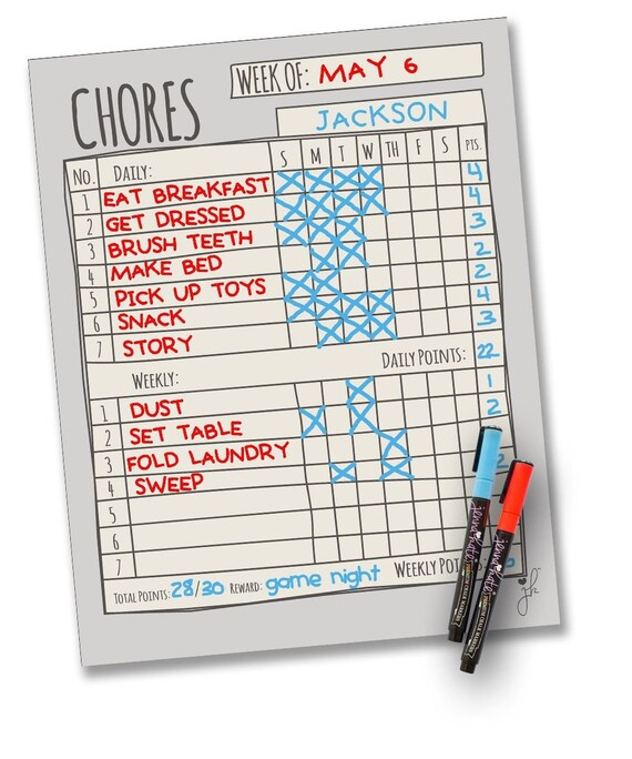 Magnetic Chore Chart for Kid Behavior Rewards Child - Etsy