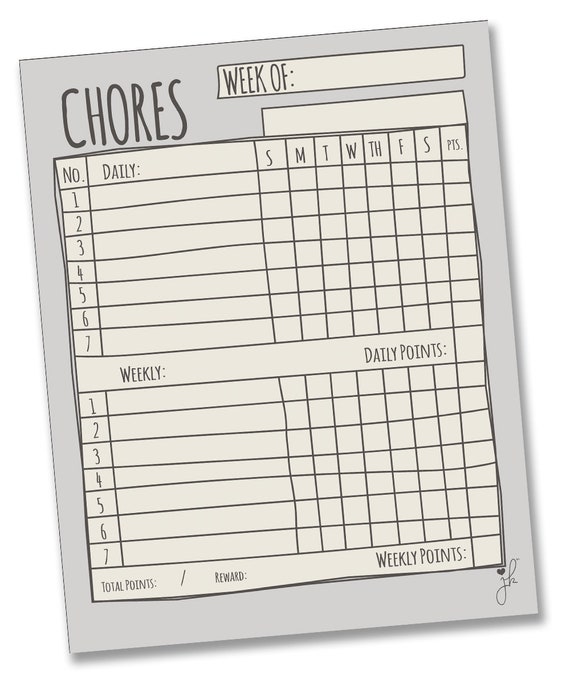 Jennakate Chore Chart