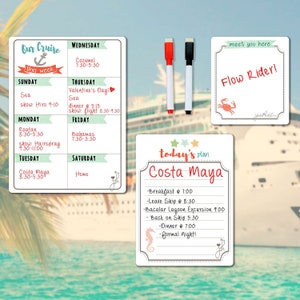 Cruise Schedule Planner | Door Decoration Magnets | Cruise Accessories - 3 Magnetic Charts & Two Markers