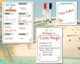 Cruise Schedule Planner | Door Decoration Magnets | Cruise Accessories - 3 Magnetic Charts & Two Markers