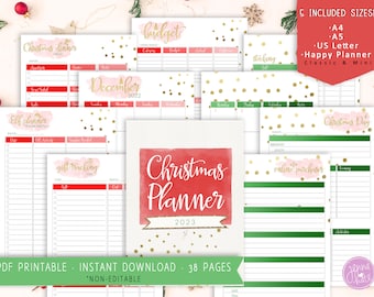 Christmas Planner Printable 2023 |  Holiday Schedule Planning  |  Holiday Gift Budget Party Baking Menu Plan  |  A4 A5 Letter Happy Planner