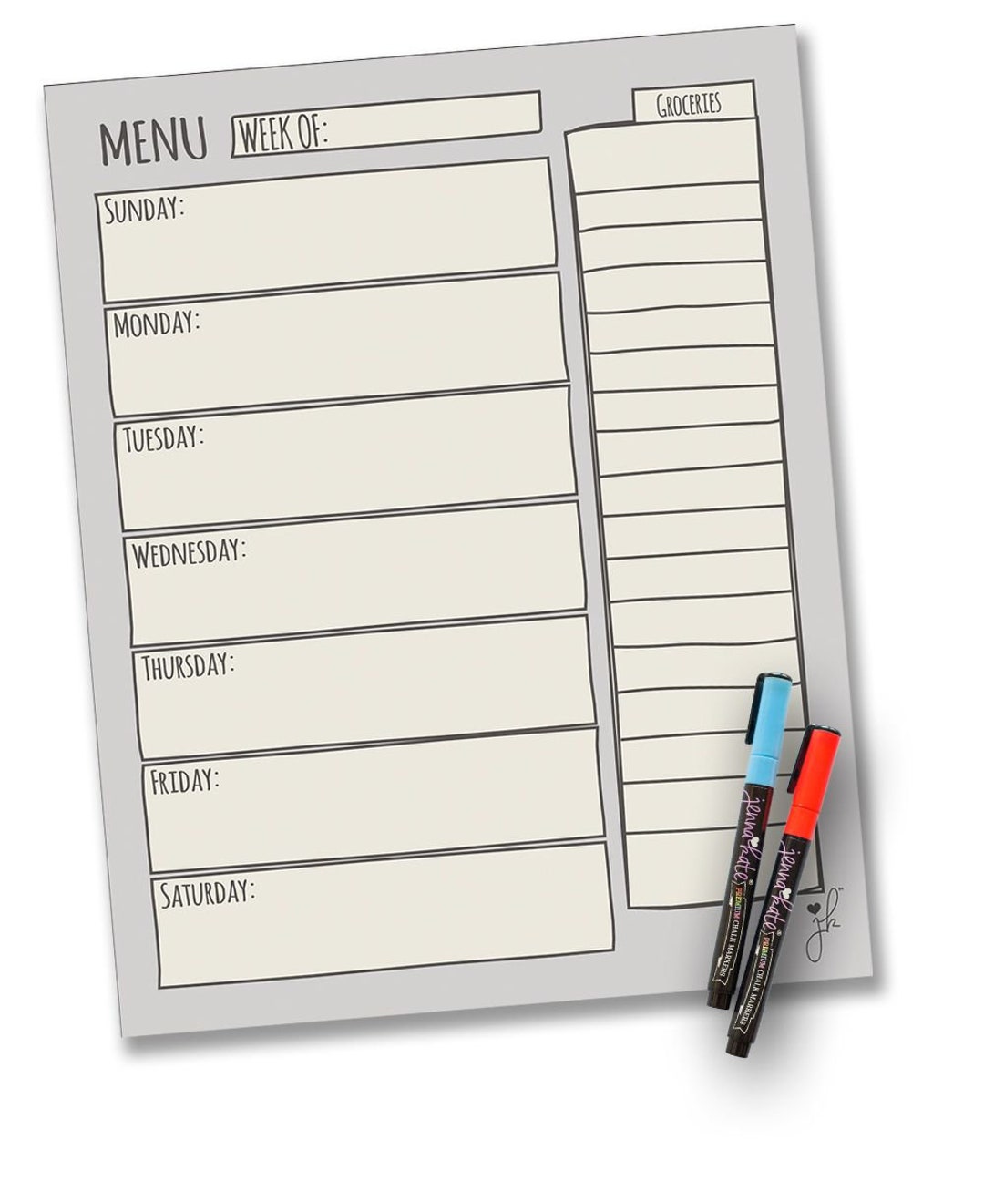 Jennakate Magnetic Dry Erase Menu Message Center Command Center Grocery  List Liquid Chalk Menu 11x 14 Two Dry Erase Markers 