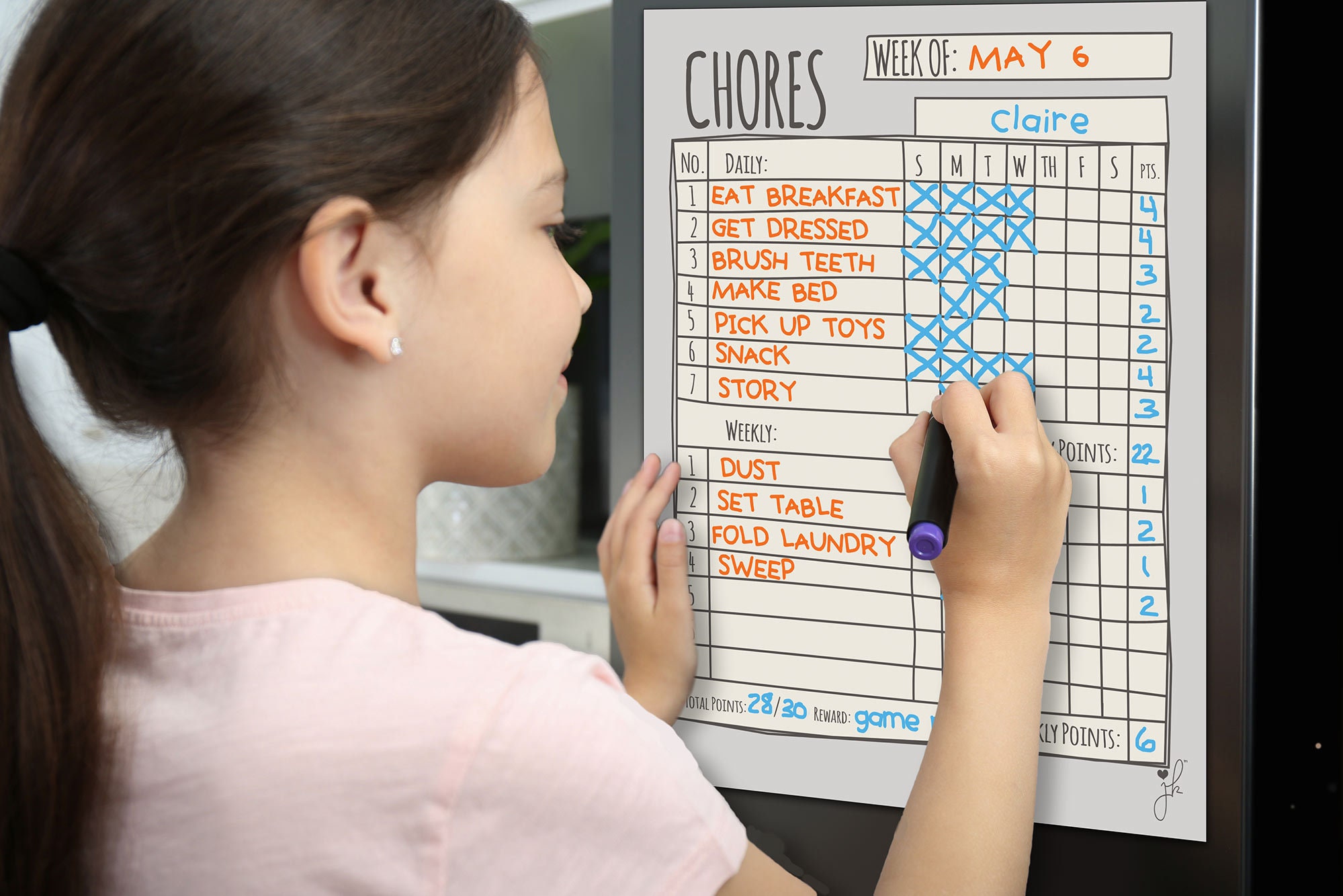 Magnetic Chore Chart for Kid Behavior Rewards Child Teen - Etsy
