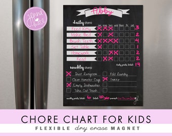 Chore Chart For Kids | Magnetic Dry Erase Daily Routines Chore Checklist | Weekly Job Chart | Allowance Reward Tracker | 11"x 14"