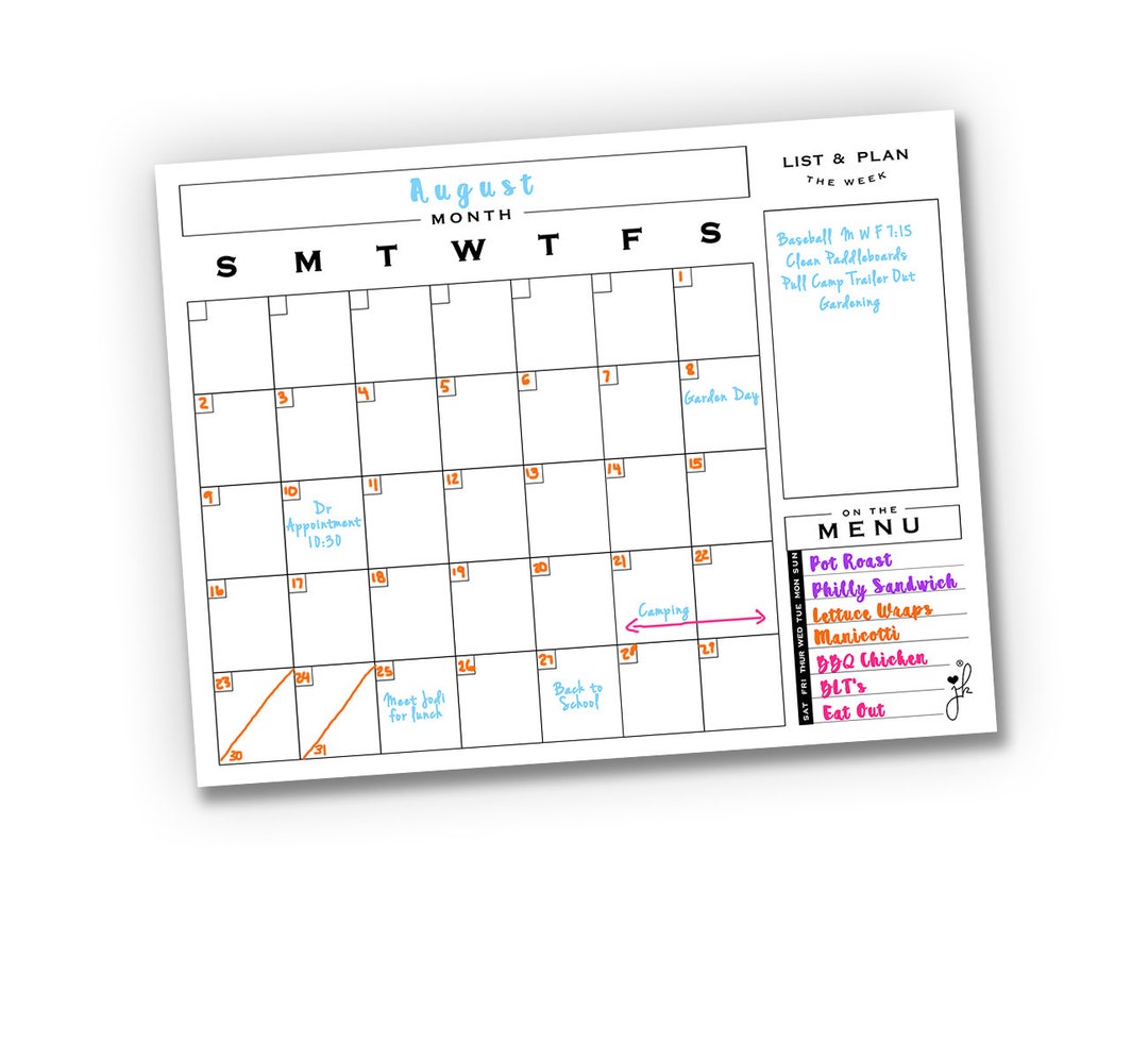 Dry Erase Monthly Calendar for Fridge, Flexible