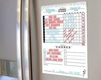 Jennakate - Magnetic Child Behavior Reward Chore Chart-Daily Household Chore Checklist-Job Chart- Dry Erase- 11"x 14"