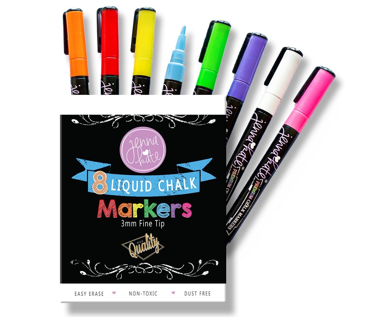 Cohas Wet-Wipe 5 Pastel Color Liquid Chalk Markers with Reversible Tips