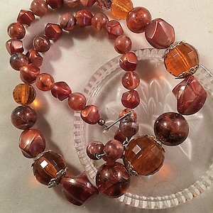 Vintage Chunky Brown Lucite Beads Necklace, Jewelry for Her, Birthday Gifts