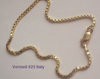Vintage Vermeil Box Link Bracelet Gold Over Sterling Silver