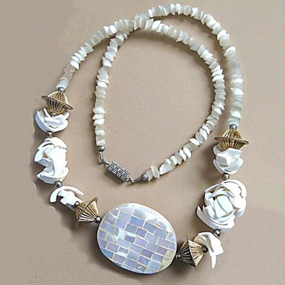 Mixed Shell Necklace MOP Abalone Mosaic