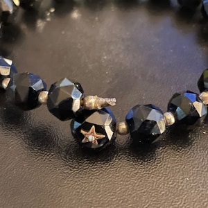 Victorian Jet Bead Bracelet for Repair, Seed Pearl Gold Star Bracelet, Mourning Jewelry