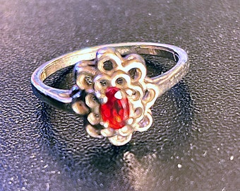 Cast Sterling Silver Garnet Ring