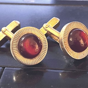 Vintage Swank Cufflinks Red Cabochon Mens Accessories
