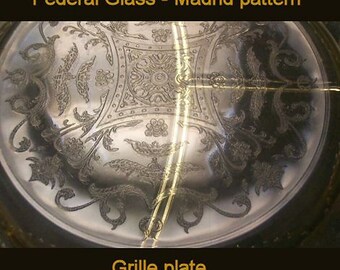 Federal Glass Madrid Golden Grill Plate, Serving Plates, Viintage Glass, Collectible Glass Plates