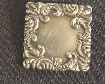Sterling Silver Art Nouveau Sash Buckle Square Engraveable