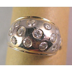 Vintage Domed Rhinestone Costume Jewelry Ring Sz 6