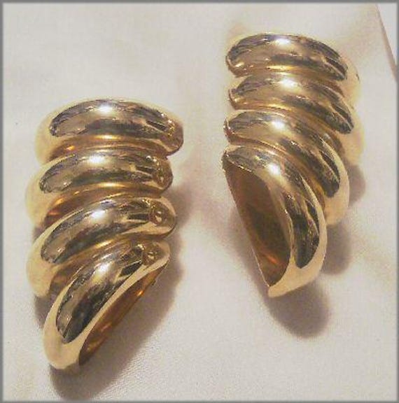 Large Quadruple Half Hoop Statement Earrings, Vin… - image 1