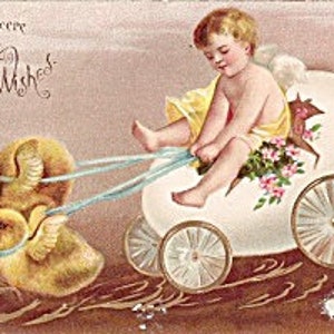 Antica cartolina pasquale in rilievo del 1905