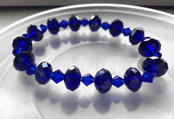 Blue Crystal Bead Bracelet Swarovski Beads - image 3