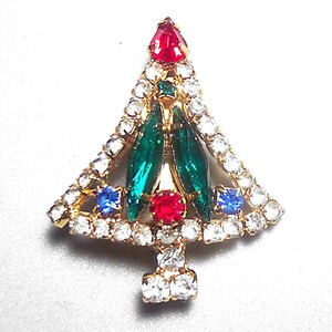 Vintage Weihnachtsbaum Strass Pin Brosche