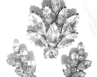 Vintage Rhinestone Brooch and Earrings Classy