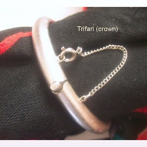 Vintage Signed  Crown Trifari Silvery Hinged Bracelet