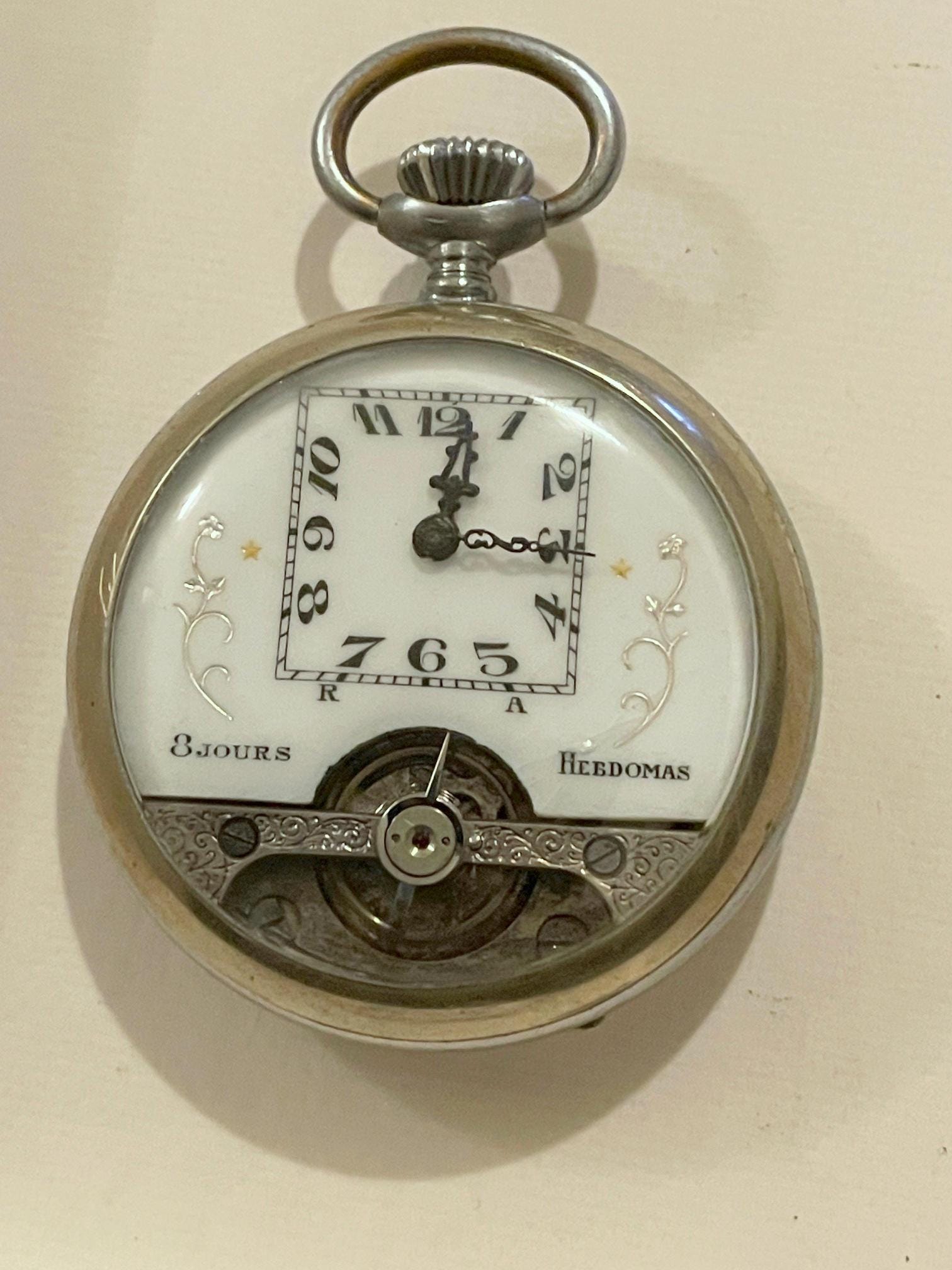 RARE Hebdomas 8 Day Pocket Watch, Hunter Watch, 800 Silver Watch