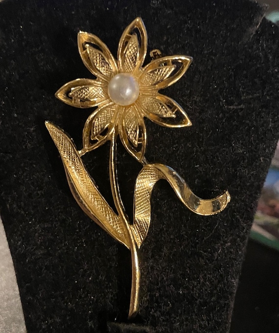 Broche Fantaisie Vintage Fleur – Bijou Ancien Orné – Occasion