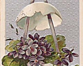 Antique Early 1900s Postcard, Joyful Easter Floral Postcard, Germany Postcard, Foil Postcard