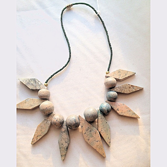 OOAK Necklace, OOAK Corian Necklace, Glass Beads … - image 1