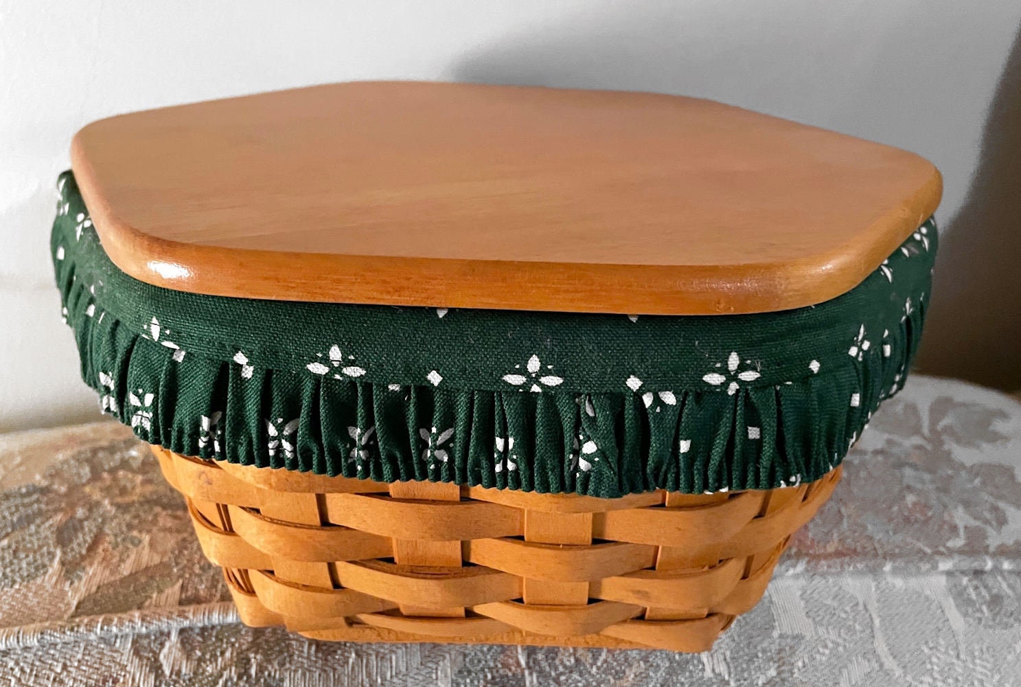 Longaberger Small Key Ivy Green Fabric Over Edge Basket Liner 