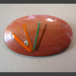 Enamel on Copper Brooch Vintage 1950s Studio Jewelry