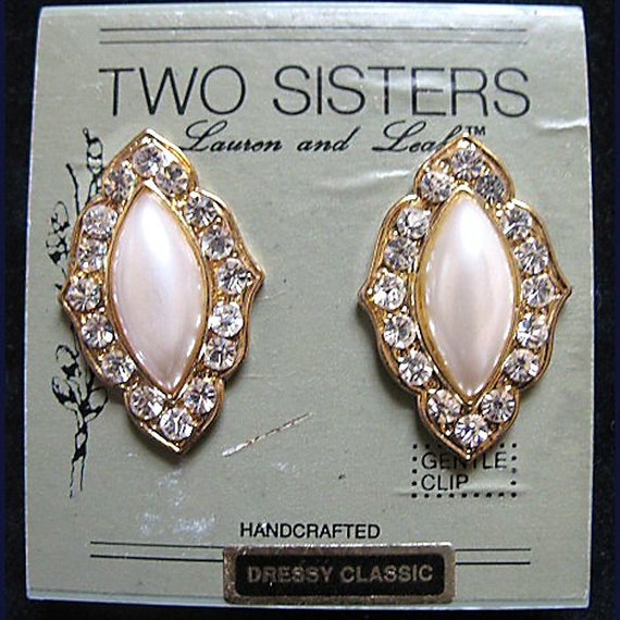 Two Sisters Earrings, Classic Rhinestone Earrings… - image 1