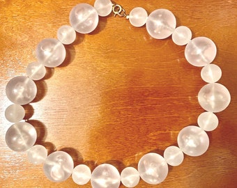 Big and Small Frosted Lucite Bubbles Beads Necklace Vintage