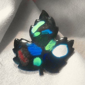 Heavily Enameled Mid-Century Copper Leaf Pin