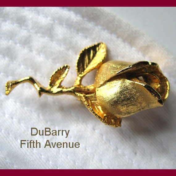 Broche Vintage Signée DFA Dubarry Fifth Ave – Rose Dorée Texturée, Taille 2" X 1 1/4"