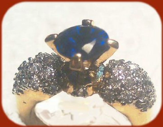 Lind 14K Heavy G.E. Imitation Sapphire Ring - image 2