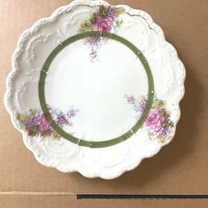 Antique Oscar and Edgar Gutherz Porcelain Plate, O.& E.G. Plates, Royal Austria Hand Painted Roses