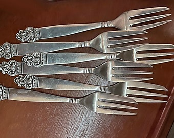 1967 Thorvald T.H. Morthinsen Pastry Forks Vidar Pattern Discontinued Silverplate Flatware