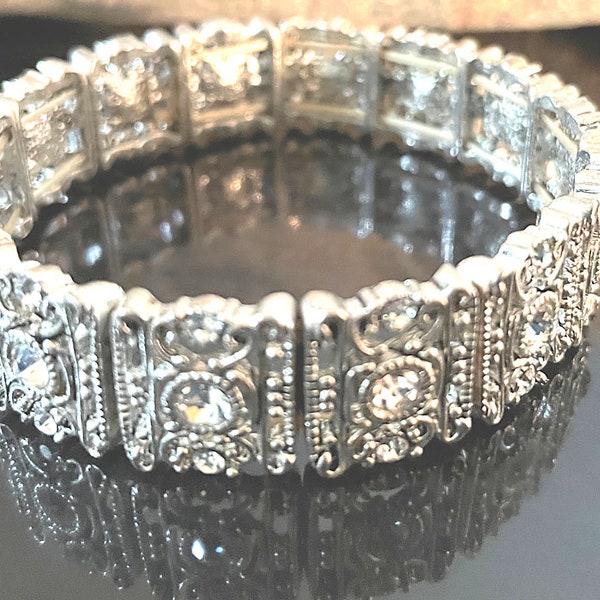 Rhinestone Stretch Bracelet Etsy